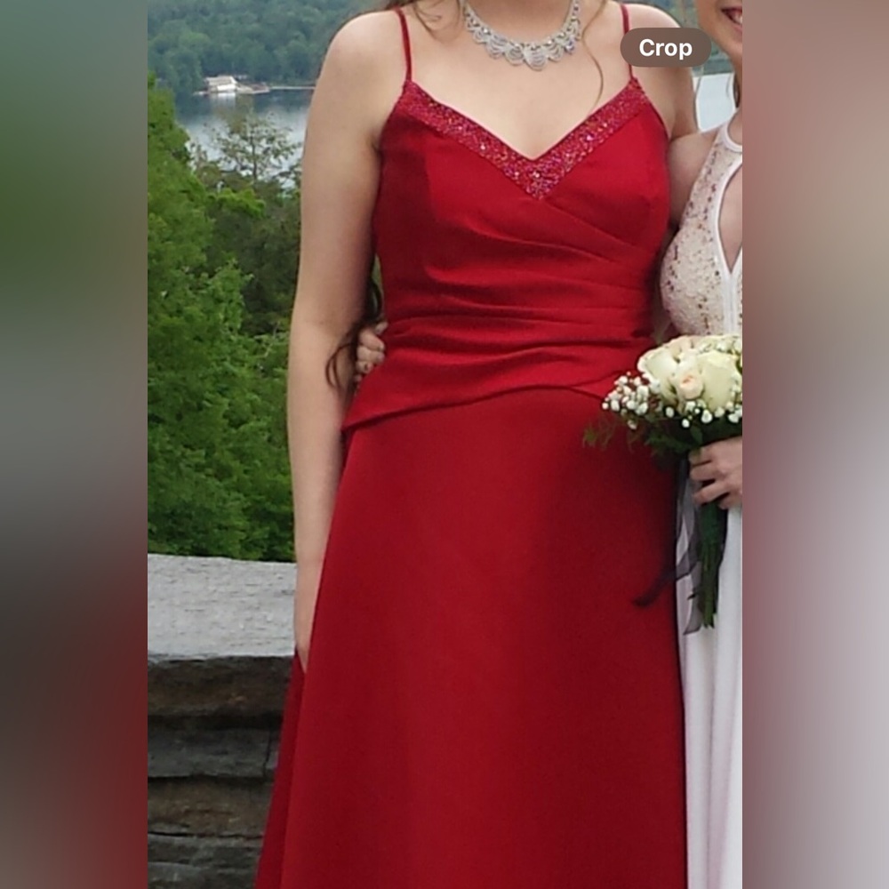 Red, two piece prom dress